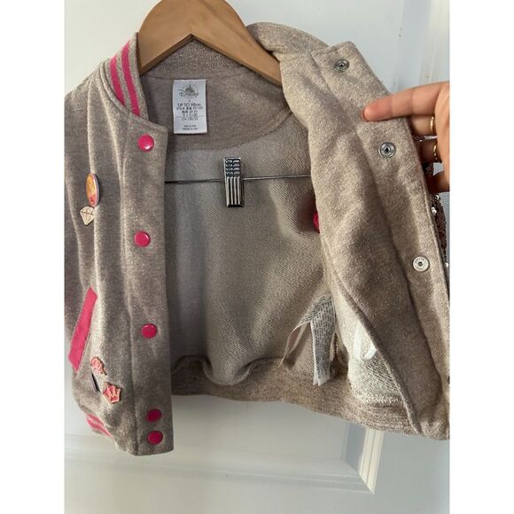 Disney Princess Sequence Tan/Pink Varsity Style Jacket Size 3 - Picture 6 of 11